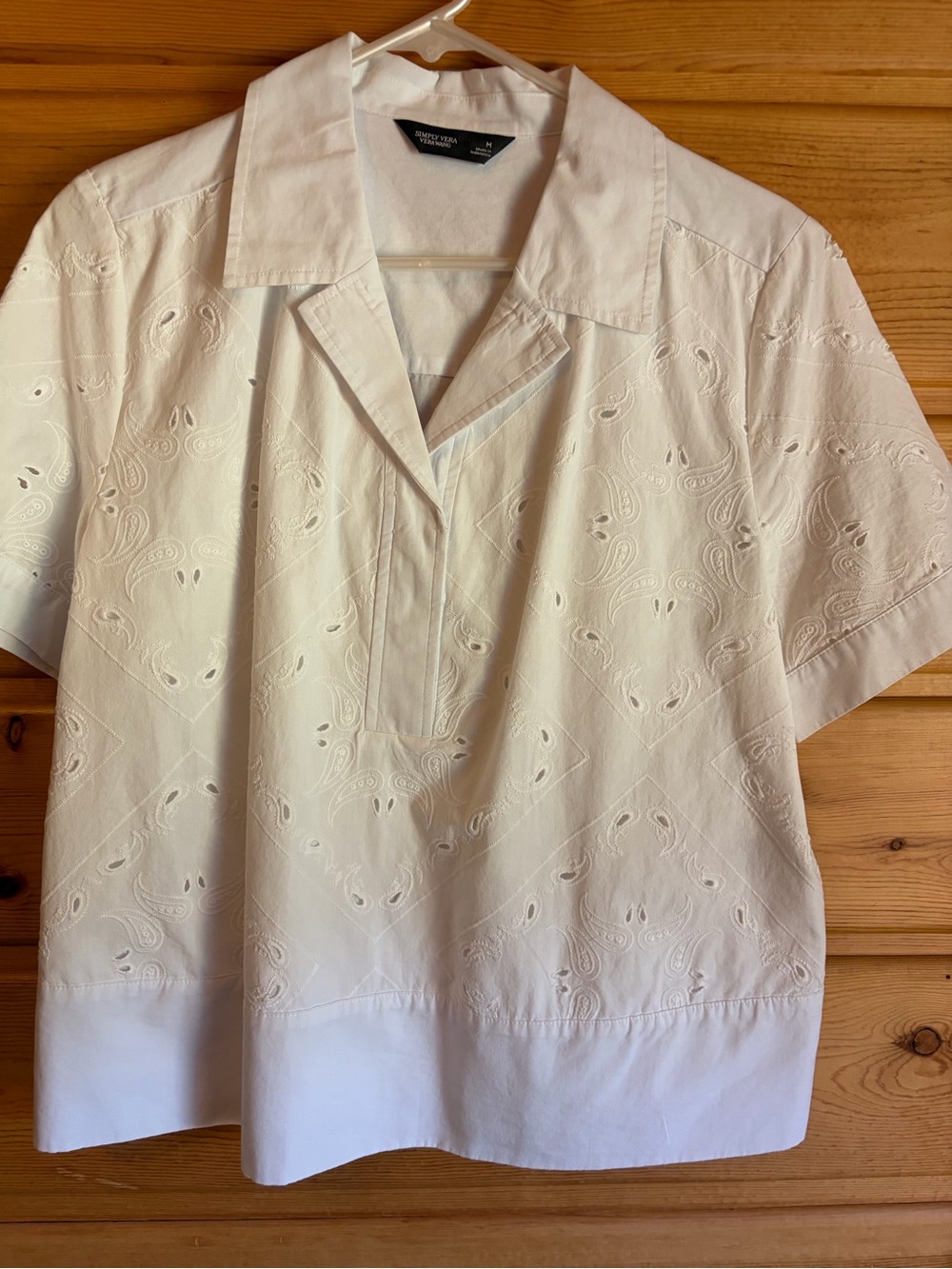 Simply Vera Vera Wang White Eyelet Short-Sleeve Blouse